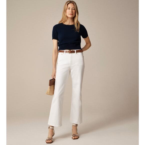J.Crew Petite High-Rise Kickout Jeans WMNS 27P White Denim Semi-Stretch Zip Fly - Picture 1 of 8
